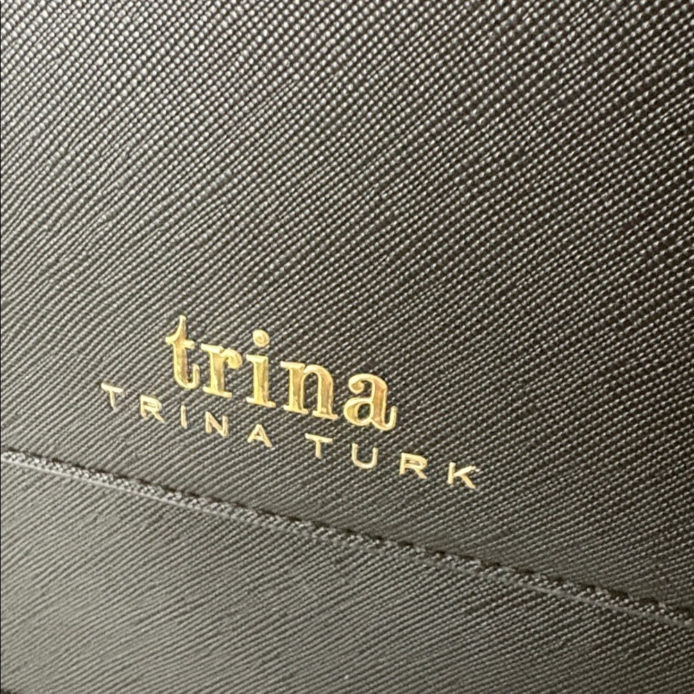 HP π NWT Trina Turk Black Vegan Leather Top Handle Bag (Medium) - Picture 5 of 15